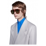 Gucci - Occhiali da Sole Quadrati con Ciondoli - Marrone - Gucci Eyewear