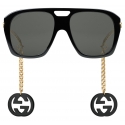 Gucci - Online Exclusive Square Sunglasses with Charms - Black - Gucci Eyewear
