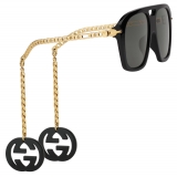 Gucci - Online Exclusive Square Sunglasses with Charms - Black - Gucci Eyewear