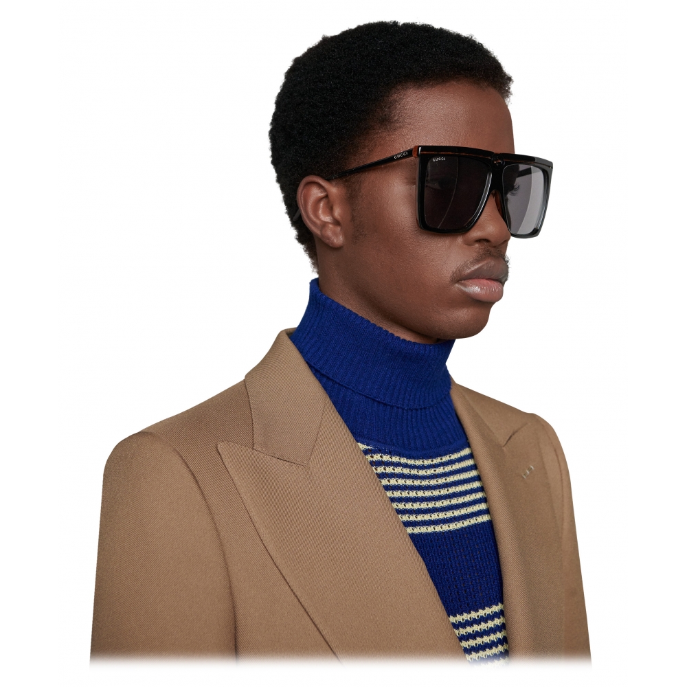 Gucci - Square Acetate Sunglasses - Black - Gucci Eyewear - Avvenice