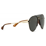 Gucci - Aviator Metal Sunglasses - Gold Grey - Gucci Eyewear