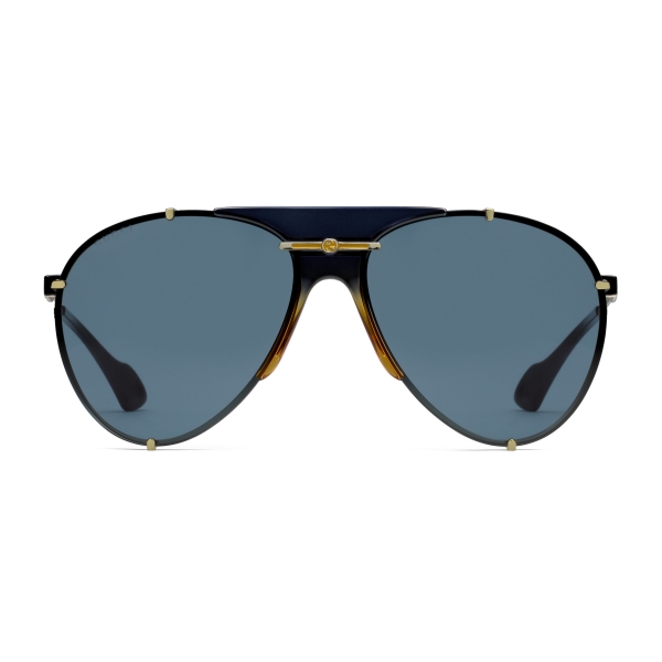 Gucci - Aviator Metal Sunglasses - Gold Blue - Gucci Eyewear
