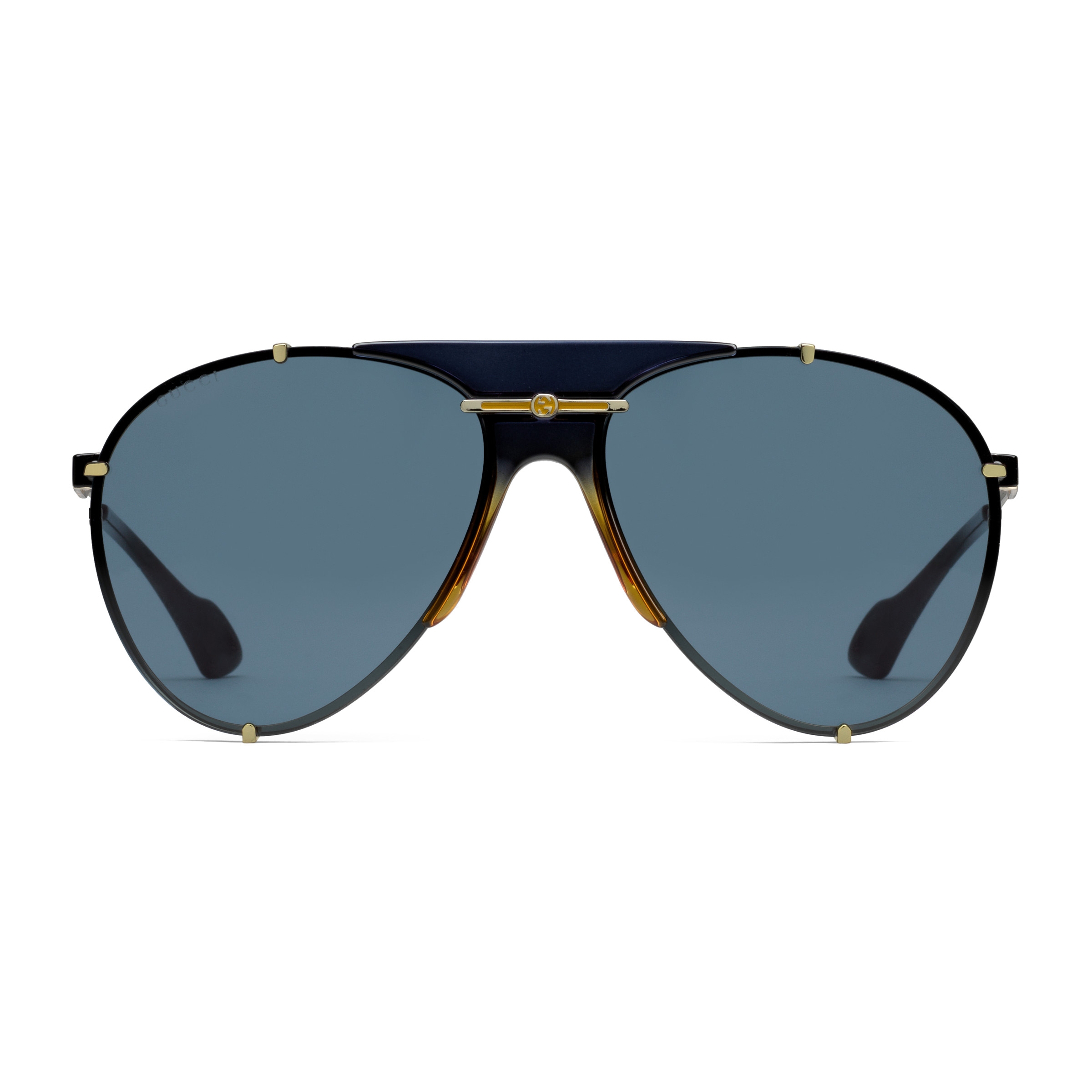gucci white and gold aviator sunglasses