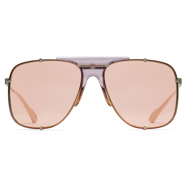 Gucci - Aviator Metal Sunglasses - Gold Lilac - Gucci Eyewear