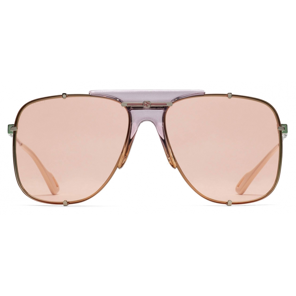 Gucci - Aviator Metal Sunglasses - Gold Lilac - Gucci Eyewear - Avvenice
