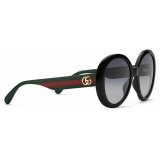 Gucci - Round Sunglasses with Web - Black - Gucci Eyewear