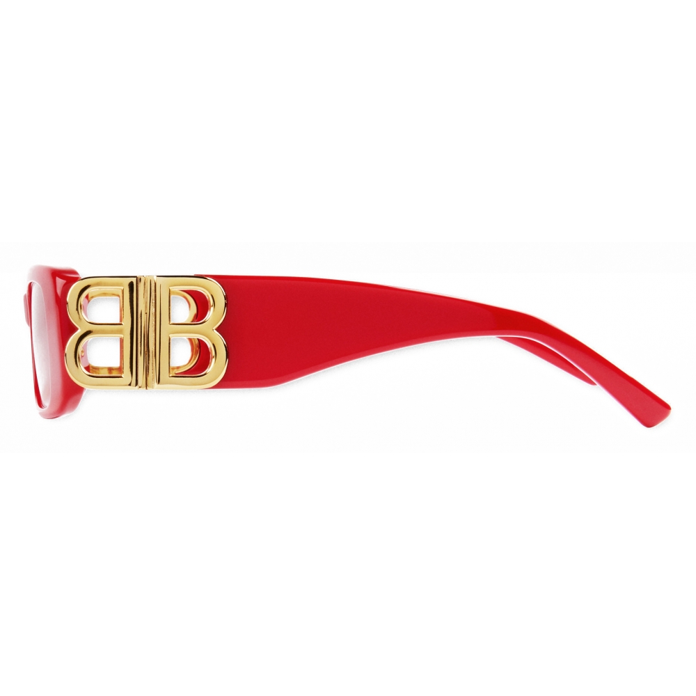 Balenciaga Dynasty Rectangle BB0096S 003 Shiny Red Sunglasses