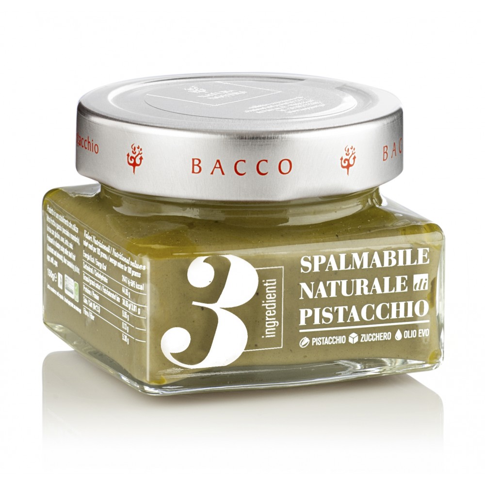 Bacco - Tipicità al Pistacchio - Crema Naturale 3 Ingredienti - Pistacchio di Bronte - Creme Spalmabili Artigianali - 150 g
