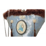 Coffarte - Medium Aisha Coffa in Winter Gray Lace - Sicilian Artisan Handbag - Sicilian Coffa - Luxury High Quality Handicraft