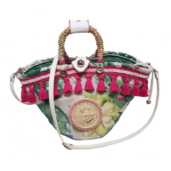 Coffarte - Medium Prickly Pear Coffa - Sicilian Artisan Handbag - Sicilian Coffa - Luxury High Quality Handicraft
