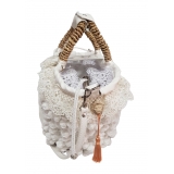 Coffarte - Baby White of Navarra Coffa - Sicilian Artisan Handbag - Sicilian Coffa - Luxury High Quality Handicraft Bag