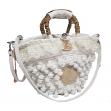 Coffarte - Baby White of Navarra Coffa - Sicilian Artisan Handbag - Sicilian Coffa - Luxury High Quality Handicraft Bag