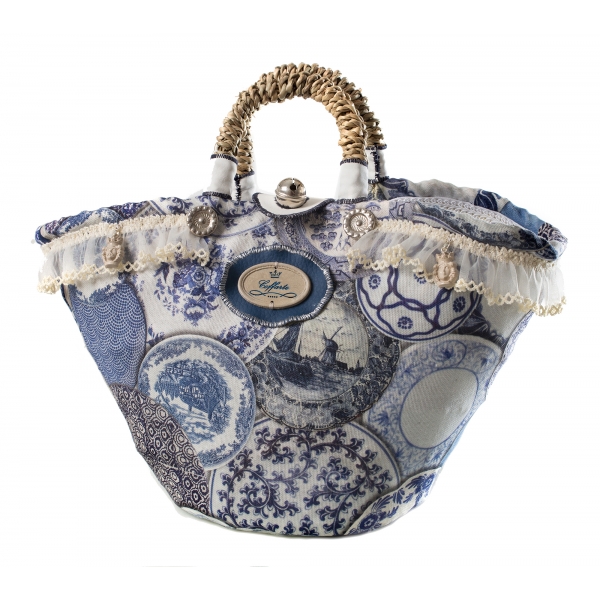 Coffarte - Baby Royal Copenaghen Coffa - Sicilian Artisan Handbag - Sicilian Coffa - Luxury High Quality Handicraft Bag