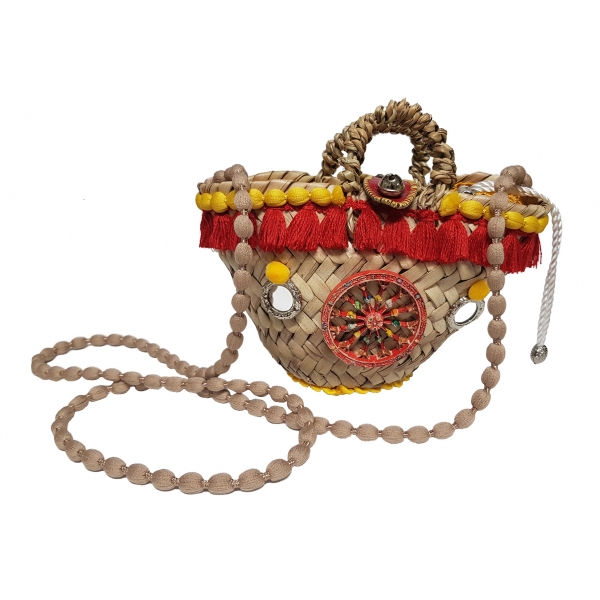 Coffarte - Pochette Cart Wheel Coffa - Jewelry - Sicilian Artisan Handbag - Sicilian Coffa - Luxury High Quality Handicraft Bag
