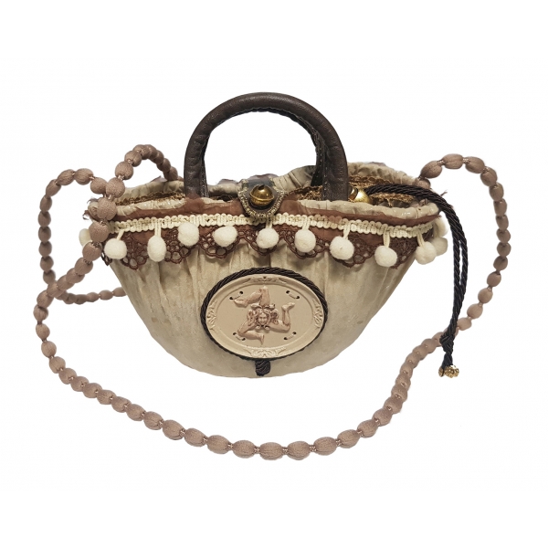 Coffarte - Pochette Trinacria Coffa - Jewelry - Sicilian Artisan Handbag - Sicilian Coffa - Luxury High Quality Handicraft Bag