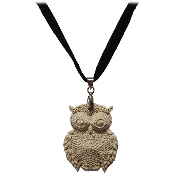 Coffarte - Lucky Owl Necklace - Sicilian Artisan Necklace in Ceramic - Luxury High Quality Handcraft Necklace