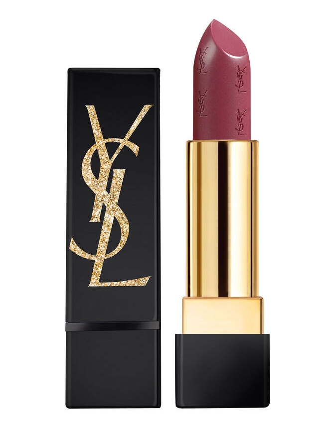 NEW YSL Beaute Limited Edition GOLD Makeup Bag & Rouge Pur Couture Lipstick  01