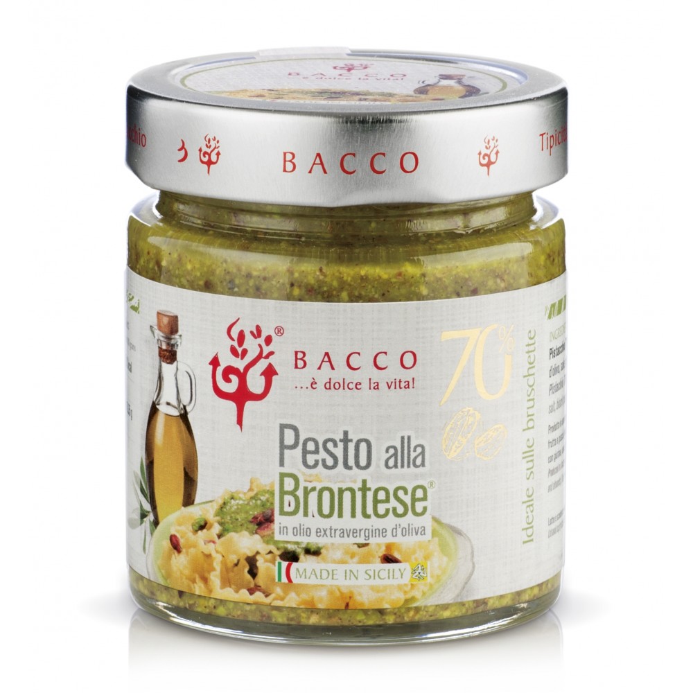 Bacco - Tipicità al Pistacchio - Pesto alla Brontese 70 % - Pistacchio di Bronte - 190 g