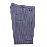 Cruna - Pantalone Raval in Lino e Cotone - 547 - Navy - Handmade in Italy - Pantaloni di Alta Qualità Luxury