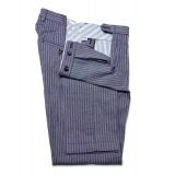 Cruna - Raval Trousers in Linen and Cotton - 547 - Navy - Handmade in Italy - Luxury High Quality Pants