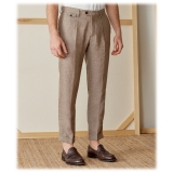 Cruna - Raval Trousers in 100 % Linen - 545 - Moro - Handmade in Italy - Luxury High Quality Pants