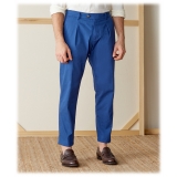 Cruna - Pantalone Raval in Cotone - 520 - Avio - Handmade in Italy - Pantaloni di Alta Qualità Luxury