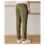 Cruna - New Town Trousers in Cotton - 522 - Army - Handmade in Italy - Luxury High Quality Pants