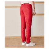 Cruna - New Town Trousers in Cotton - 522 - Red - Handmade in Italy - Luxury High Quality Pants
