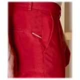 Cruna - New Town Trousers in Cotton - 522 - Red - Handmade in Italy - Luxury High Quality Pants
