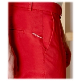 Cruna - New Town Trousers in Cotton - 520 - Red - Handmade in Italy - Luxury High Quality Pants