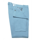 Cruna - New Town Trousers in Cotton - 520 - Light Blue - Handmade in Italy - Luxury High Quality Pants