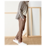 Cruna - Pantalone Marais in Lino - 540 - Moro - Handmade in Italy - Pantaloni di Alta Qualità Luxury