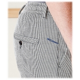 Cruna - Pantalone Mitte in Seersucker di Lino - 567 - Navy - Handmade in Italy - Pantaloni di Alta Qualità Luxury
