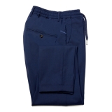 Cruna - Mitte Trousers in Fresh Wool - 560 - Navy - Handmade in Italy - Luxury High Quality Pants