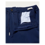 Cruna - Pantalone Mitte in Fresco Lana - 560 - Navy - Handmade in Italy - Pantaloni di Alta Qualità Luxury