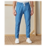 Cruna - Mitte Trousers in Linen - 541 - Light Blue - Handmade in Italy - Luxury High Quality Pants
