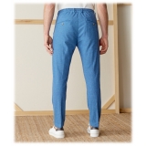 Cruna - Mitte Trousers in Linen - 541 - Light Blue - Handmade in Italy - Luxury High Quality Pants