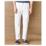 Cruna - Mitte Trousers in Cotton - 511 - Off White - Handmade in Italy - Luxury High Quality Pants