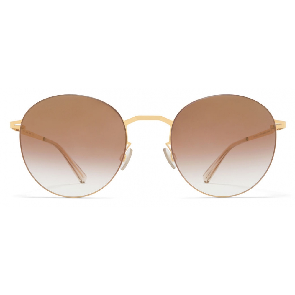 Mykita - Tomomi - Lessrim - Gold Brown - Metal Collection - Sunglasses ...