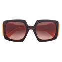 Emilio Pucci - Square Frame Colour Block Sunglasses - Blue Orange - Sunglasses - Emilio Pucci Eyewear