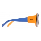 Emilio Pucci - Occhiali da Sole Rettangolari con Color-Block - Blu Arancione - Occhiali da Sole - Emilio Pucci Eyewear