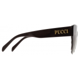 Emilio Pucci - Semi-Rimless Oversized Square Frame Sunglasses - Black - Sunglasses - Emilio Pucci Eyewear