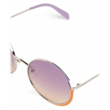 Emilio Pucci - Lilac And Orange Enamel Rimmed Round Sunglasses - Orange - Sunglasses - Emilio Pucci Eyewear