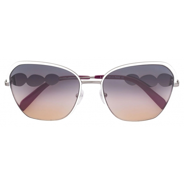 Emilio Pucci - Silver-Tone Square Frame Embellished Sunglasses - Silver - Sunglasses - Emilio Pucci Eyewear
