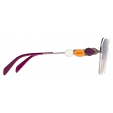 Emilio Pucci - Silver-Tone Square Frame Embellished Sunglasses - Silver - Sunglasses - Emilio Pucci Eyewear