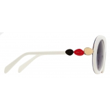 Emilio Pucci - White Round Frame Embellished Sunglasses - White - Sunglasses - Emilio Pucci Eyewear