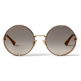 Jimmy Choo - Lilo - Rose-Gold Metal Round Sunglasses with Grey-Shaded Mirror Lenses - Jimmy Choo Eyewear