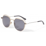 Jimmy Choo - Franny - Palladium and Rose-Gold Hexagon Sunglasses with Crystal Grey Silver Mirror Lenses
