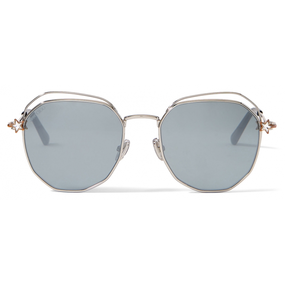 Jimmy Choo - Franny - Rose-Gold and Palladium Hexagon Sunglasses with ...