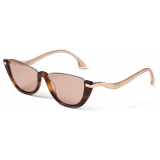Jimmy Choo - Iona - Dark Havana Acetate Cat Eye Sunglasses with Pink-Gold Mirror Lenses - Jimmy Choo Eyewear